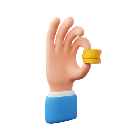 Hand Holding Coin  3D Icon