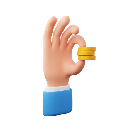 Hand Holding Coin  3D Icon