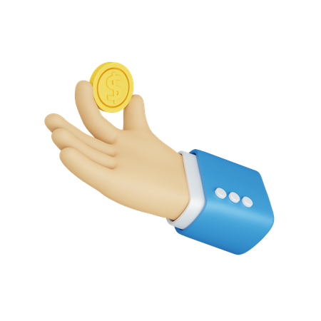 Hand holding coin  3D Icon
