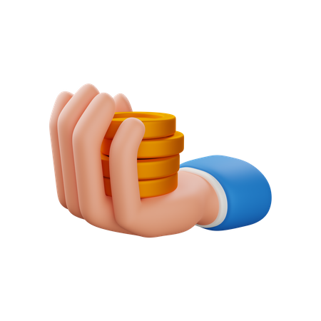 Hand holding coin  3D Icon