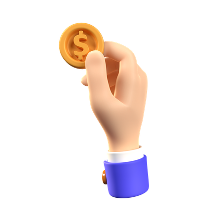 Hand Holding Coin  3D Icon