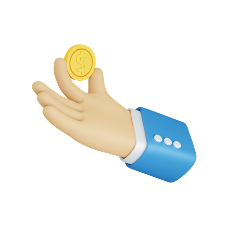 Hand holding coin  3D Illustration