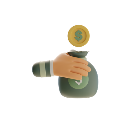 Hand Holding Coin Bag  3D Icon