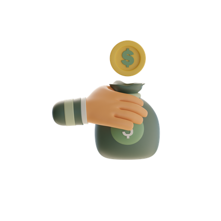 Hand Holding Coin Bag  3D Icon