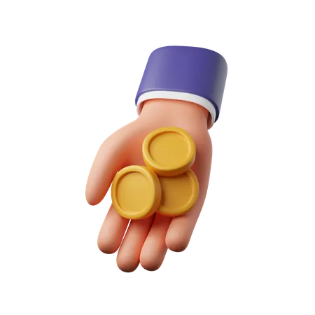 Hand holding coins  3D Icon