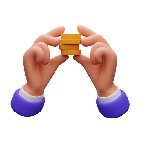 Hand holding coins  3D Icon