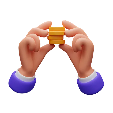 Hand holding coins  3D Icon