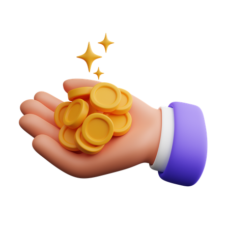 Hand holding coins  3D Icon