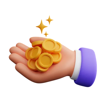 Hand holding coins  3D Icon