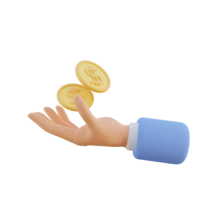 Hand Holding Coins  3D Icon