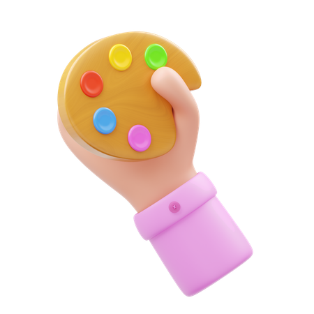 Hand Holding Color Palette  3D Icon