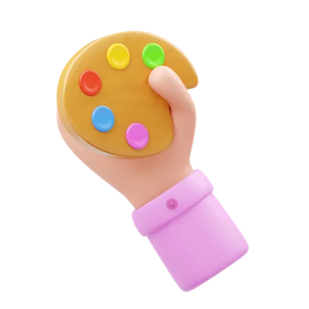 Hand Holding Color Palette  3D Icon