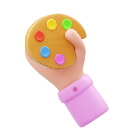 Hand Holding Color Palette  3D Icon