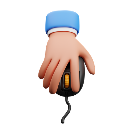 Hand holding computer mouse  3D Icon