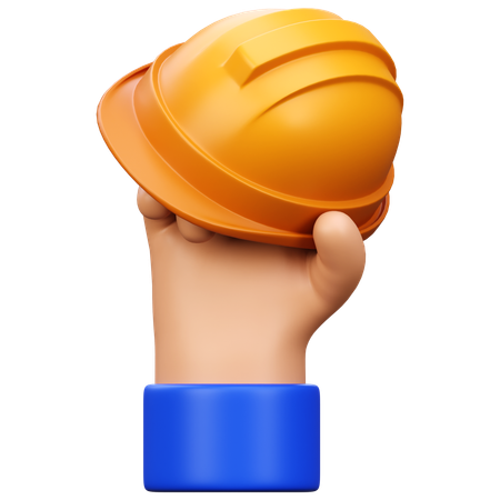 Hand Holding Construction Helmet  3D Icon