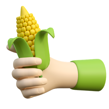 Hand Holding Corn  3D Icon