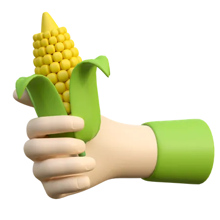 Hand Holding Corn 3 D Icon Illustration 3D Icon