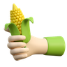 hand holding corn 3d images