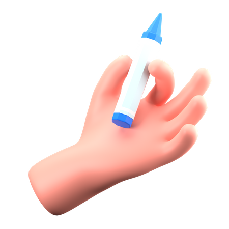 Hand Holding Crayon  3D Icon