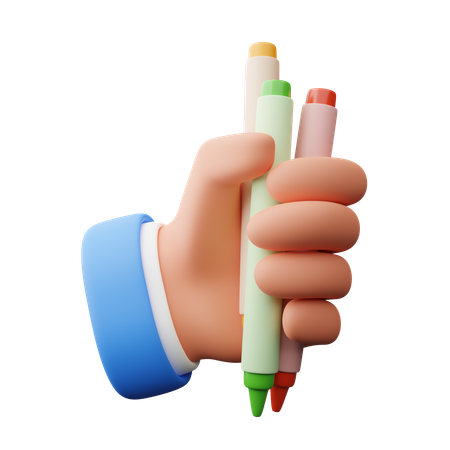 Hand holding crayons  3D Icon