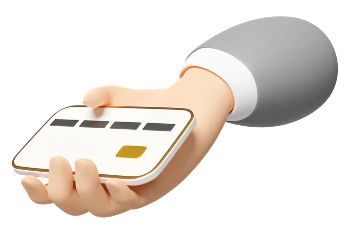 Businessman Hands Holding Credit Card Isolated 3D Icon