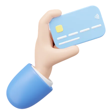 3 D Hand Holding Credit Card And Floating Isolated On Transparent Online Store Credit Card Or Debit Cards Accept Withdraw Money Easy Shopping Cashless Society Concept Cartoon Minimal 3 D Render 3D Icon
