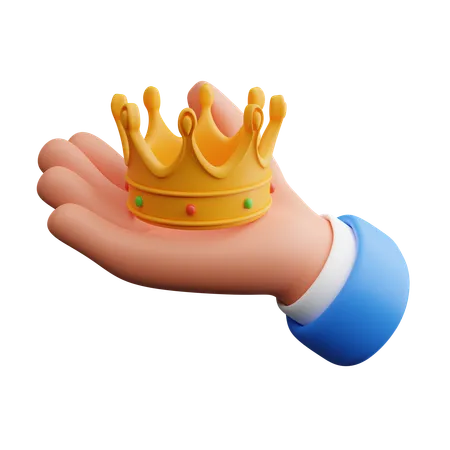 Hand holding crown  3D Icon