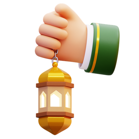 Hand Holding Decorative Lantern  3D Icon