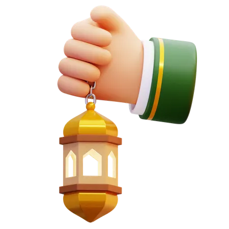 Hand Holding Decorative Lantern  3D Icon