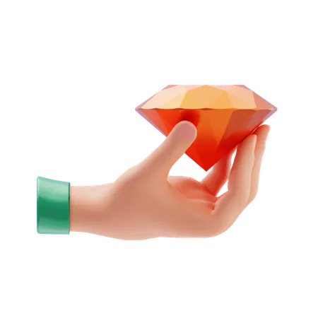 Hand Holding Diamond  3D Icon