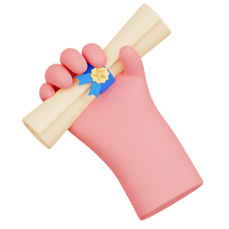 Hand Holding Diploma  3D Icon