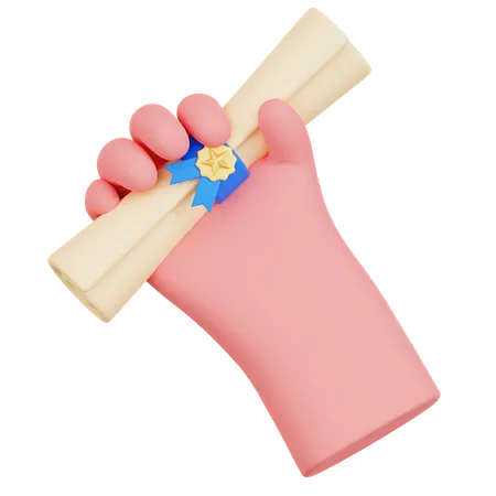 Hand Holding Diploma  3D Icon