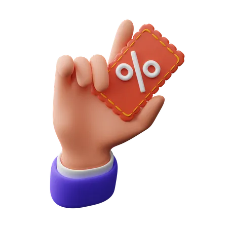 Hand Holding Discount Coupon  3D Icon