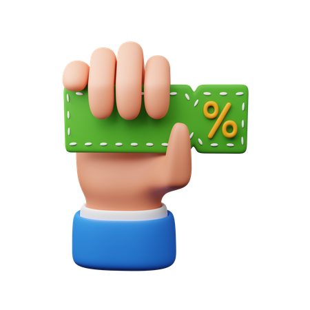 Hand Holding Discount Coupon  3D Icon