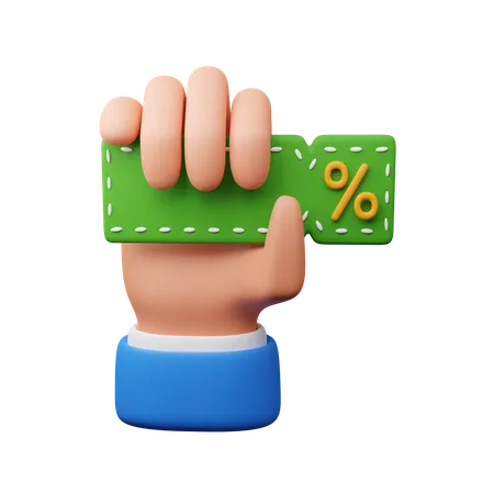 Hand Holding Discount Coupon  3D Icon