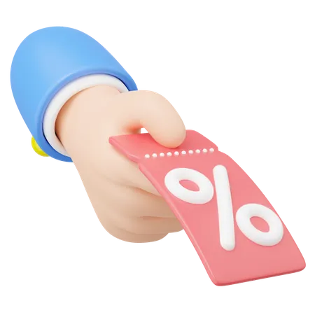 Use Coupon For Shopping Online 3 D Hand Holding Discount Price Tag Floating Isolated On Transparent Special Time Flash Sale Limited Promotion Offer Concept Cartoon Icon Smooth 3 D Rendering 3D Icon