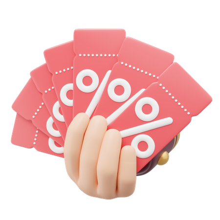 Hand Holding Discount Coupon  3D Icon