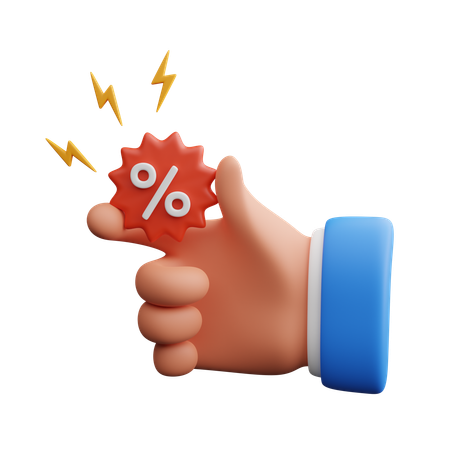 Hand Holding Discount Label  3D Icon