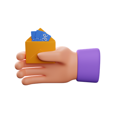 Hand Holding Discount Mail  3D Icon