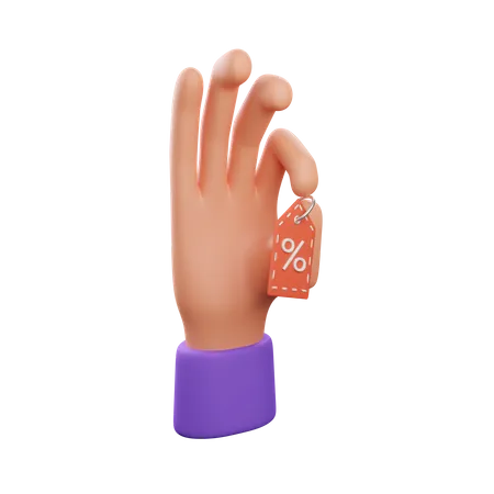 Hand Holding Discount Tag  3D Icon