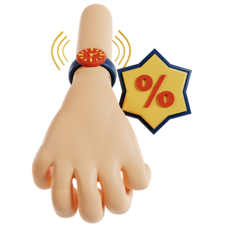 Hand Holding Discount Tag  3D Illustration
