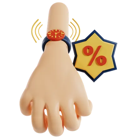 Hand Holding Discount Tag  3D Illustration