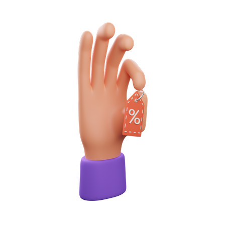Hand Holding Discount Tag  3D Icon