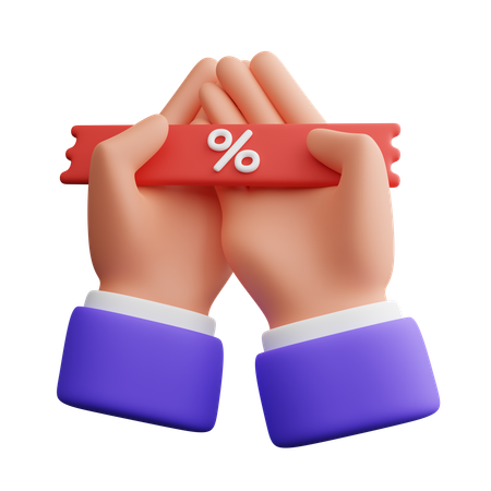 Hand holding discount voucher  3D Icon