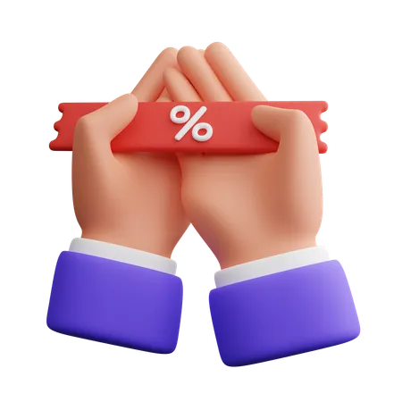 Hand holding discount voucher  3D Icon