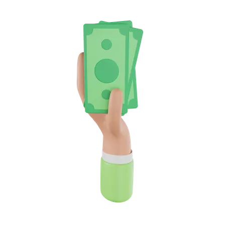 Hand Holding Dollar  3D Icon