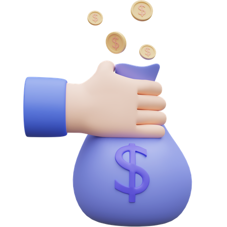 Hand Holding Dollar Bag  3D Icon