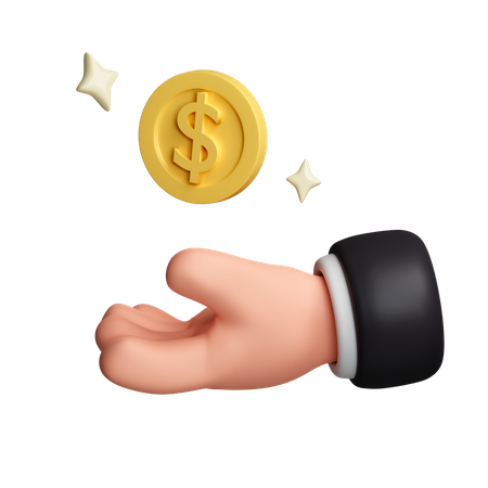 Hand Holding Dollar Coin  3D Icon