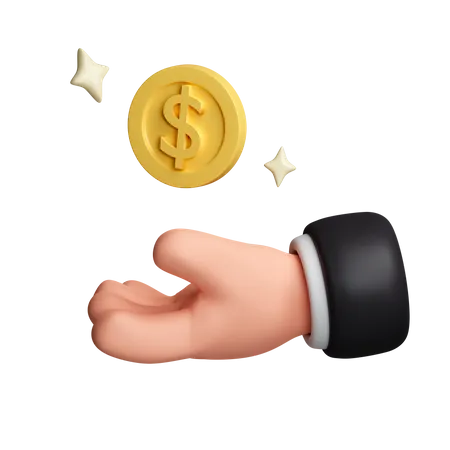 Hand Holding Dollar Coin  3D Icon