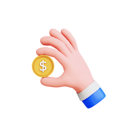 Hand Holding Dollar Coin  3D Icon